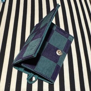 Baggu Navy Checker Wallet with Snap Closure - New